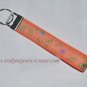 Orange Flowered Wrist Key Fob Key Ring