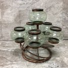 Antique color Metal candle holder Stand 6 Tea Light Candle holders and 6 Green Glasses