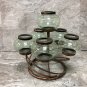 Antique color Metal candle holder Stand 6 Tea Light Candle holders and 6 Green Glasses