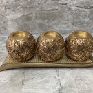 Antique Look Pattern 3 pcs Candle Holder with Base Poly Resin stylish Home Decor.