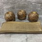 Antique Look Pattern 3 pcs Candle Holder with Base Poly Resin stylish Home Decor.
