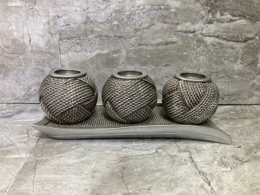 Crochet Sweater Pattern 3 pcs Candle Holder with Base Poly Resin stylish
