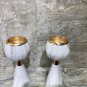 Marble Pattern Candle holder set of 2 .Metal with Gold Rim ,Home Decor