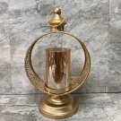 Metal Candle Holder With Amber Glass , Gold Color , Home Decor