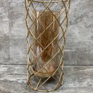 Gold Color Metal Candle holder  With Amber Glass Home Decor