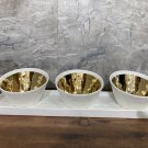 Ceramic 4 pcs set Tray with 3 oval shape bowls inside gold for Serving Dish Olives sauces...