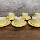 Ceramic Yellow Coffee Espresso cup and saucer set  with Gold Rim .Set of 6 Cups and Saucers.