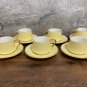 Ceramic Yellow Coffee Espresso cup and saucer set  with Gold Rim .Set of 6 Cups and Saucers.
