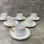 Ceramic White Coffee cup and saucer set  with Gold Rim .Home Decor Set of 6 Cups and Saucers.