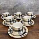 Ceramic Coffee Espresso cup and saucer set with colorful pattern .Set of 6 Cups and Saucers.