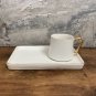 Ceramic White Coffee Espresso cup and saucer set with Gold Rim .Set of 4 Cups and Saucers.