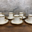 Ceramic Gold Rim Coffee cup and saucer set .Home Decor Set of 6 Cups and Saucers.