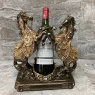 Original And Unique Horse Wine Bottle Holder Figurine Wood Look Style .Ploy Resin Stallion .