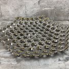 Ceramic Hexagon Concave Platter Serving Dish with Perforated Design Polished  Silver finish