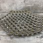 Ceramic Hexagon Concave Platter Serving Dish with Perforated Design Polished  Silver finish