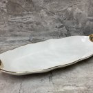 Ceramic Oval Serving Dish, Hammered pattern ,Tray Platter with Gold Rim Stylish