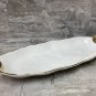 Ceramic Oval Serving Dish, Hammered pattern ,Tray Platter with Gold Rim Stylish