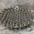 Ceramic Round Concave Platter Serving Dish with Perforated Design Polished  Silver finish.