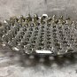 Ceramic Round Concave Platter Serving Dish with Perforated Design Polished  Silver finish.
