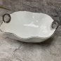 Ceramic Salad Serving Dish, Fruit Bowl Hammered pattern ,Silver Rim Stylish