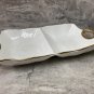 Ceramic Serving Dish  2 Sections Platter Tray with Gold Rim. Hammered pattern Modern and stylish