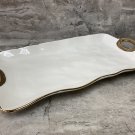 Ceramic Serving Dish, Hammered pattern ,Tray Platter with Gold Rim Stylish