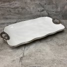 Ceramic Serving Dish, Hammered pattern ,Tray Platter with Silver Rim Stylish