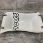 White Ceramic Deep Serving Dish, With Silver color handles and Design ,Tray Platter Stylish