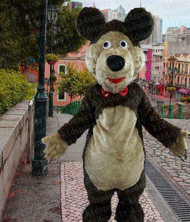 high quality long plush bear mascot costume adult size Halloween costume fancy dress free shipping