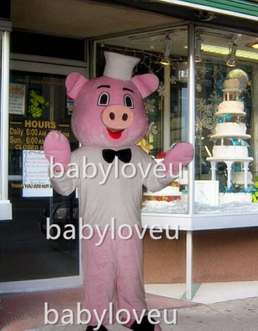 pink pig chef mascot costume fancy party dress suit carnival costume fursuit mascot