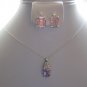 Sterling Silver Pink Topaz Earrings and Necklace