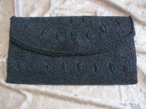 Vintage Blue Beaded Clutch