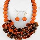 Orange Brown Necklace & Earring Set