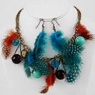 Animal Print Feather Necklace Set