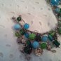 Blue and Green Charms Beaded Silver Handmade Bracelet