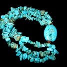 Handcrafted Turquoise Chips and Nugget Stretch Bracelet