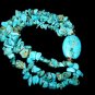 Handcrafted Turquoise Chips and Nugget Stretch Bracelet
