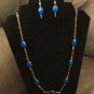 Handmade Genuine Sapphire Oval Beads on Steel Chain and Earrings Set