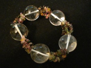 Tourmaline Chips and Glass Spheres Stretch Necklace Handmade