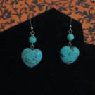 Genuine Turquoise Hearts and Beads Handmade Earrings