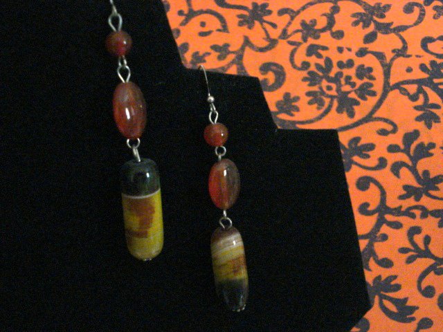 Handmade Genuine Agate and Silver Earrings