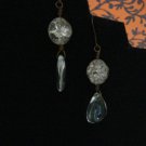 Handmade Rutilated Crackle Beads and Glass Teardrops Earrings