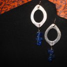 Genuine Blue Quartz Chips and Modern Silver Hoops