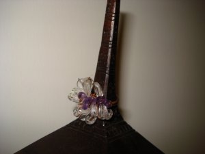 Handmade Wire Wrapped Genuine Amethyst and Crystal Quartz Ring