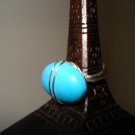 Handcrafted Wire Wrapped Genuine Turquoise Cabochon  Ring Size 7