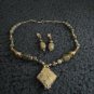 Handmade Natural Green Turquoise with Lampwork Beads and Earrings Set