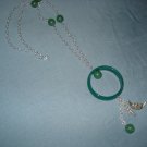 Handmade Genuine Jade Necklace with Silvertone Spiritual Charms