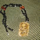 Genuine Blackstone and Red Tiger Eye Beads with Soapstone  Necklace