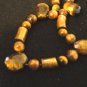 Genuine Tiger Eye Nuggets and Golden Coral Beads Necklace with Vermeil