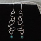Hand forged Sterling Silver Wire with Turquoise 4mm Beads Earrings